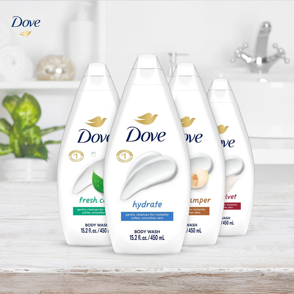 Dove Silky Velvet pouring consistency illustrating smoother skin finish