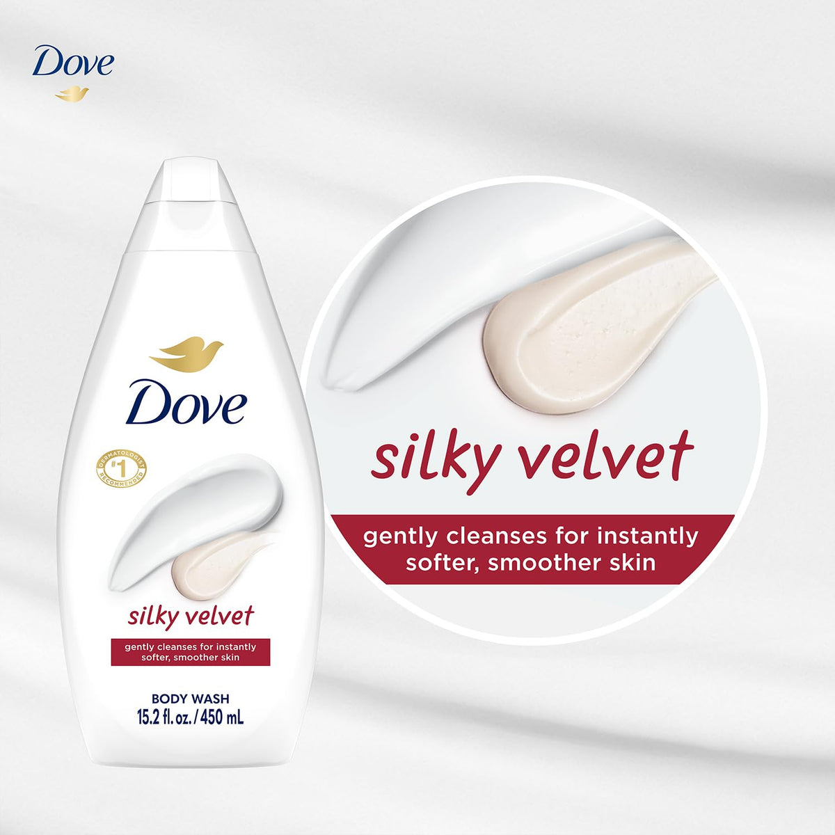 Dove bottle held in hand to show size and travel-friendly convenience