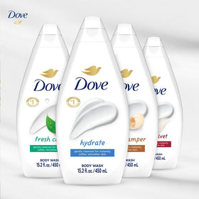Dove six bottles size comparison showing large 15.2 oz value