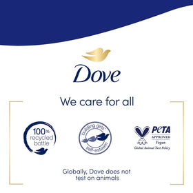 Dove bottle held in hand for scale showing large 34 oz refill convenience