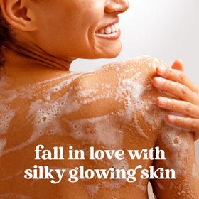 Dove in-shower lifestyle scene conveying comforting holiday aroma and relaxation