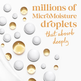 Dove texture close-up with microdroplets showing long-lasting hydration