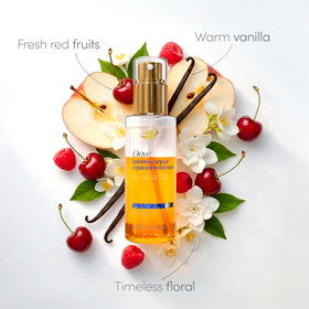 Dove close-up of serum texture highlighting micro-oil droplets for glossy finish