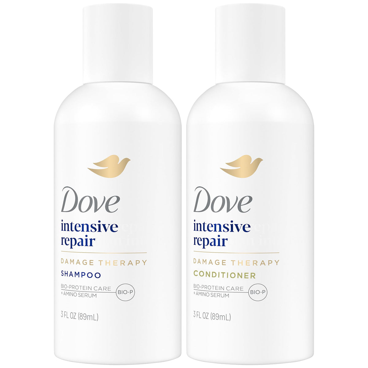 Dove travel duo front pairing showing compact bottles and easy packing benefit