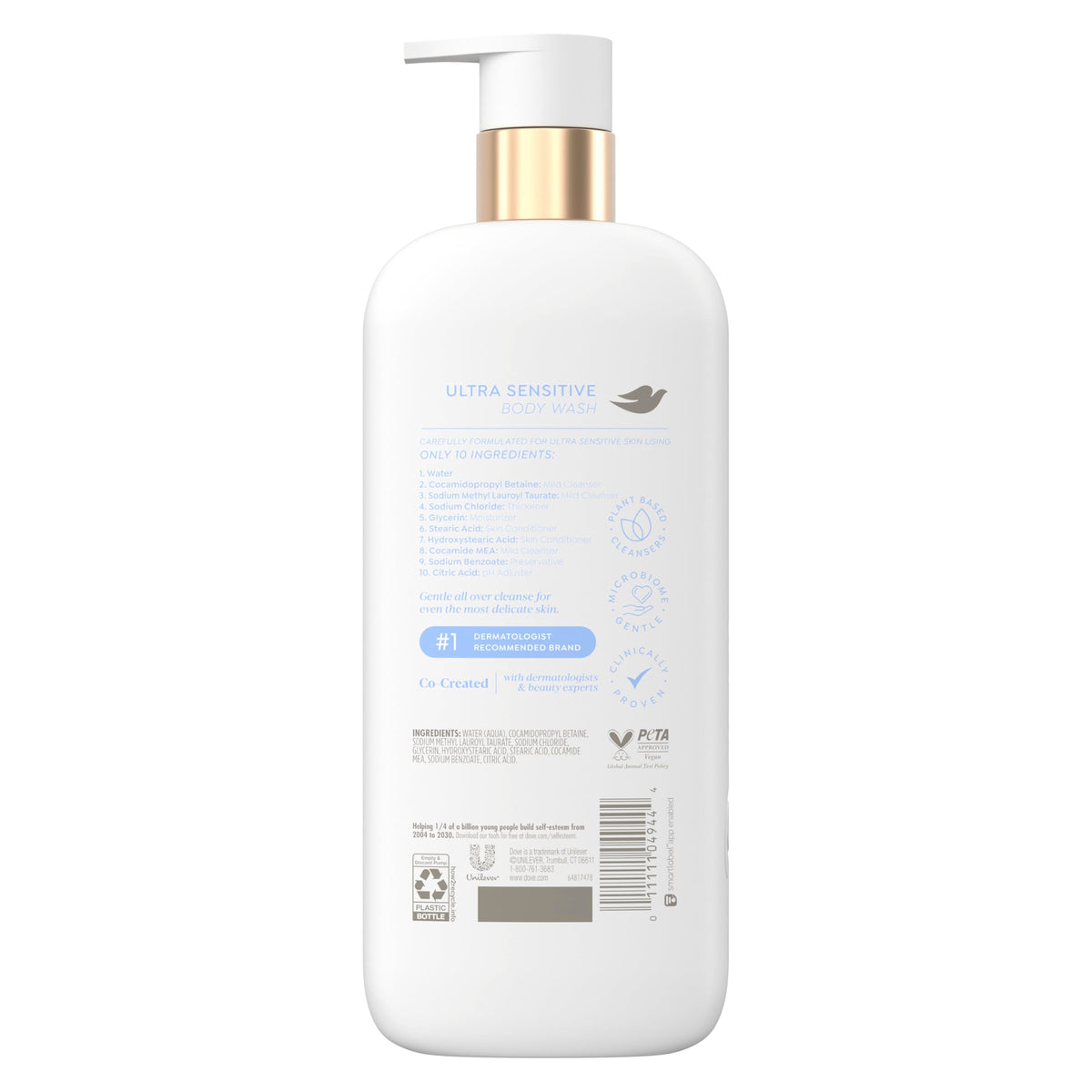 Dove pump close-up highlighting easy dispensing and controlled use