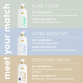Dove Serum Collection lineup including the fragrance-free sensitive option