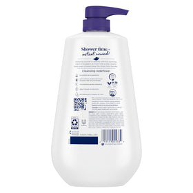 Dove Unwind back label highlighting ingredients and usage benefits