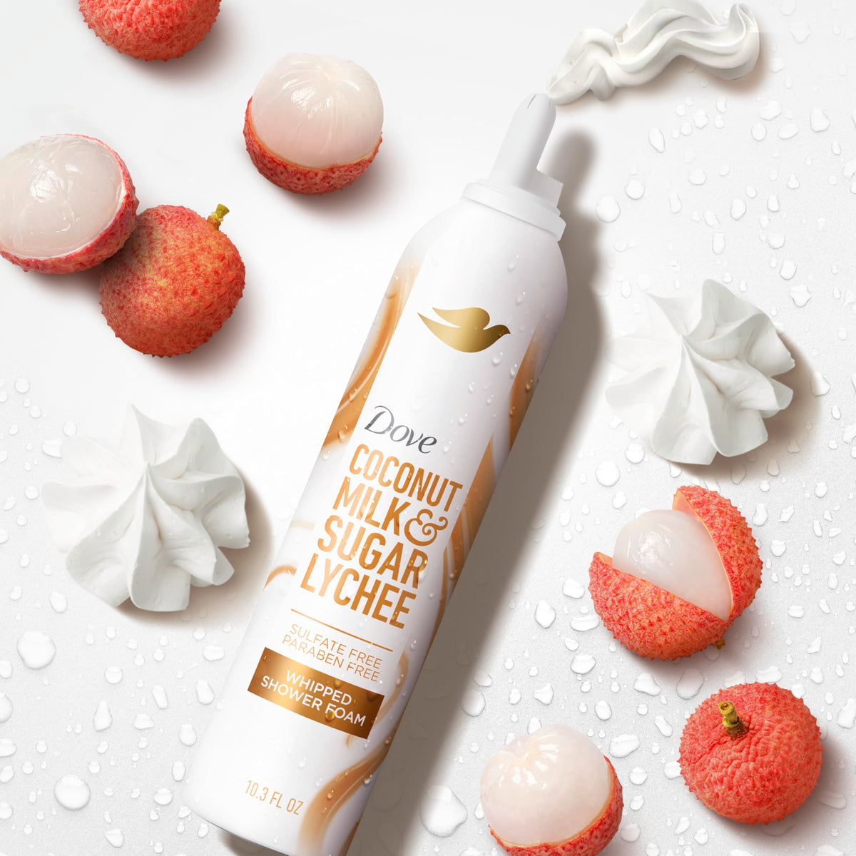 Dove foam texture detail showing whipped cloud-like lather for gentle cleanse