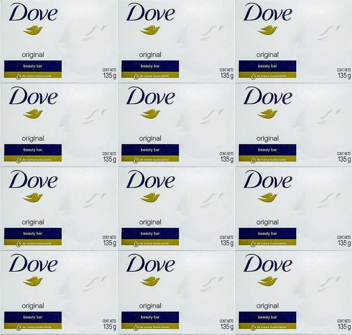 Dove White Cream Bar front packaging showing brand and pack of 12, gentle daily cleanser
