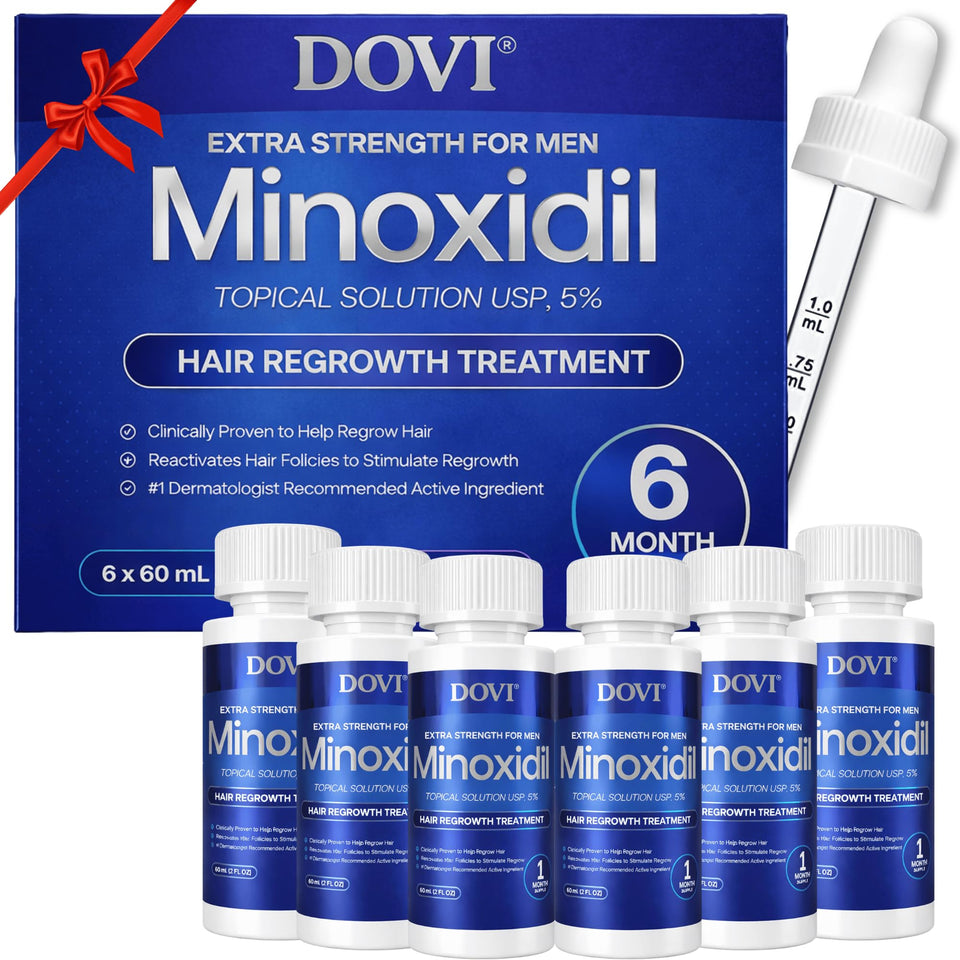Dovi front packaging showing product and six-month supply benefits