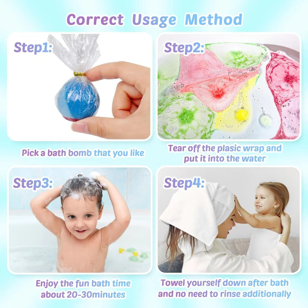 DOVIPE child smiling in bath with fizz and toy, encourages bath time