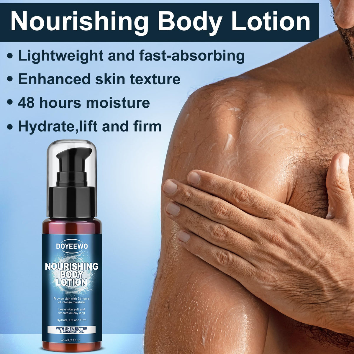 DOYEEWO body lotion pump dispensing cream for 24-hour hydration and skin-smoothing