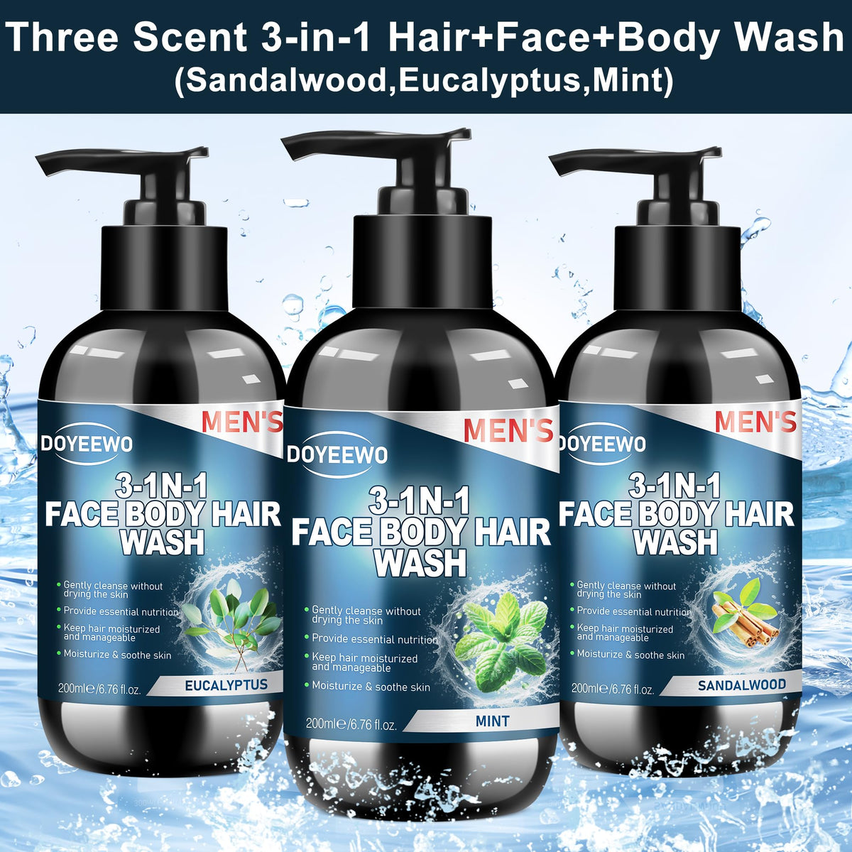 DOYEEWO eucalyptus wash texture on palm demonstrating gentle lather and refreshing effect