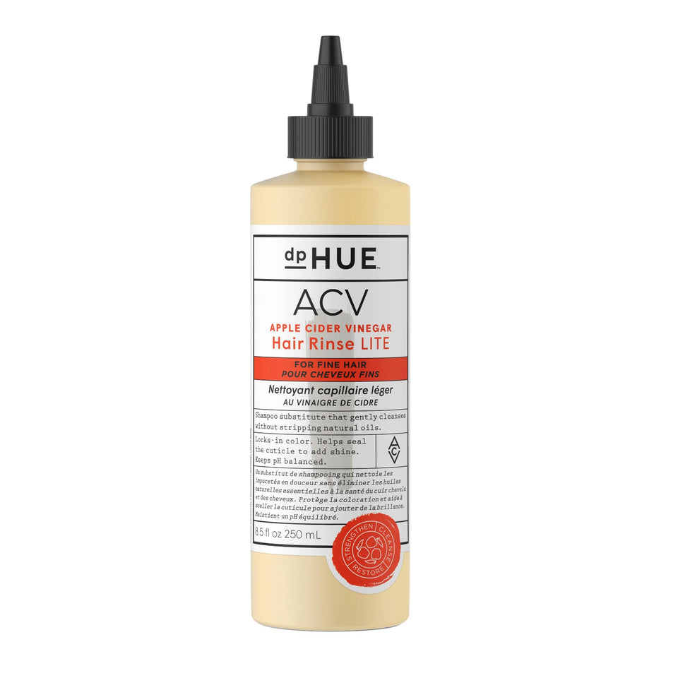dpHUE front bottle view showing 8.5 oz ACV rinse and lightweight benefit