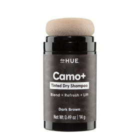 dpHUE front packaging of Camo+ Dark Brown showing product and benefits
