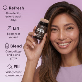 dpHUE fine powder texture macro highlighting oil absorption and blendability