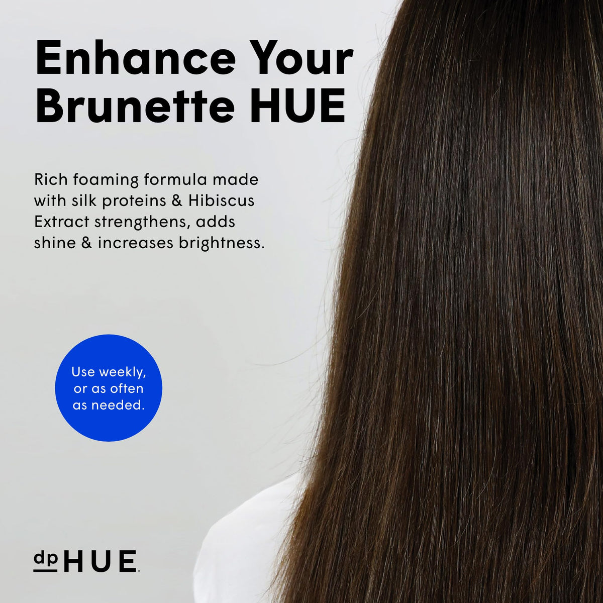 dpHUE label close-up highlighting silk proteins and hibiscus extract benefit