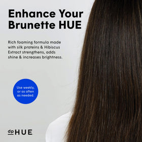 dpHUE label close-up highlighting silk proteins and hibiscus extract benefit