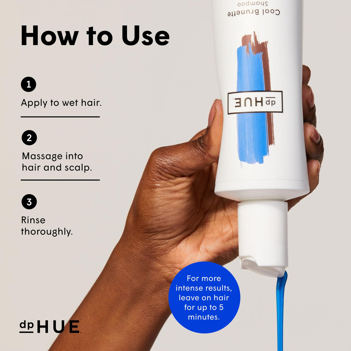 dpHUE bottle in hand showing 8.5 oz size for travel and everyday use benefit