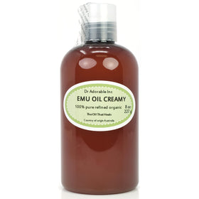 Dr Adorable jar front view showing 8 oz premium emu oil for nourishing skin