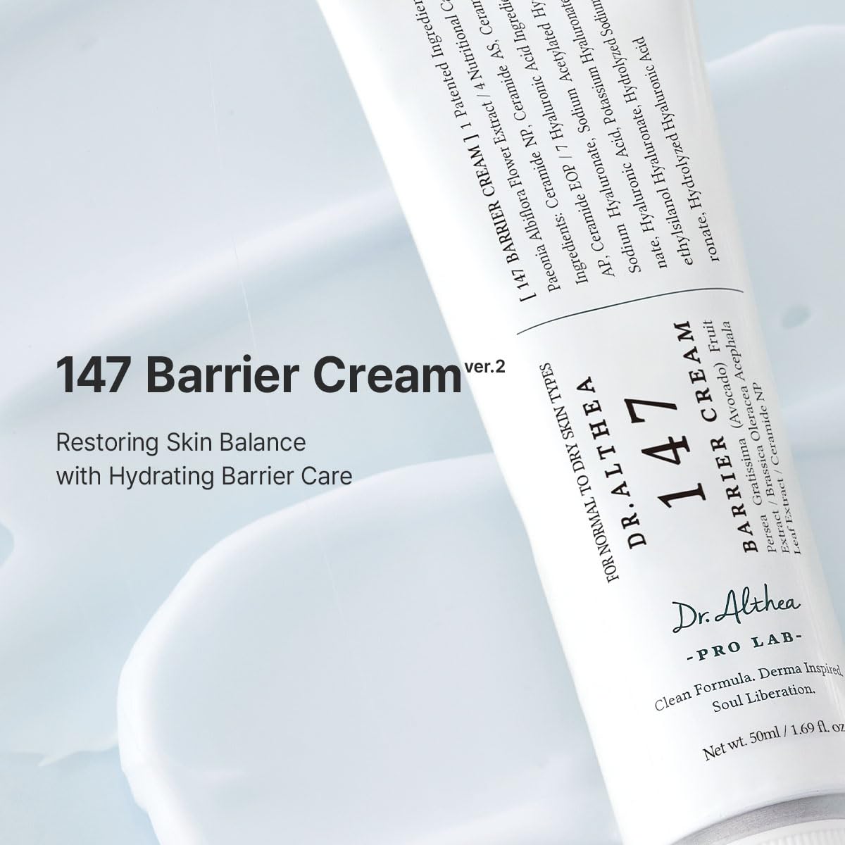 Dr.Althea cream texture close-up highlighting silky hydration and spreadability