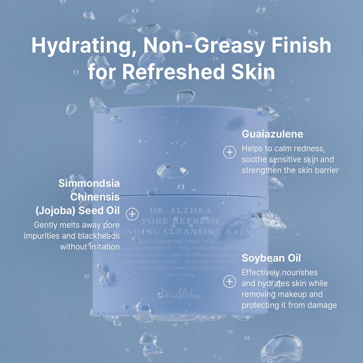 Dr.Althea product in hand spreading sorbet texture to dissolve waterproof makeup