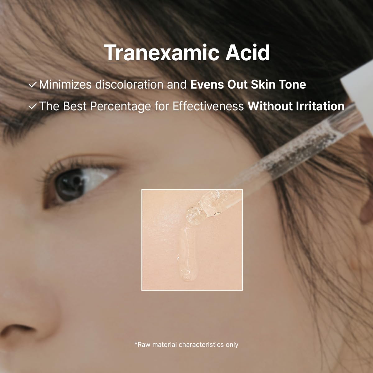 Dr.Althea serum texture close-up on skin, demonstrates lightweight hydrating finish