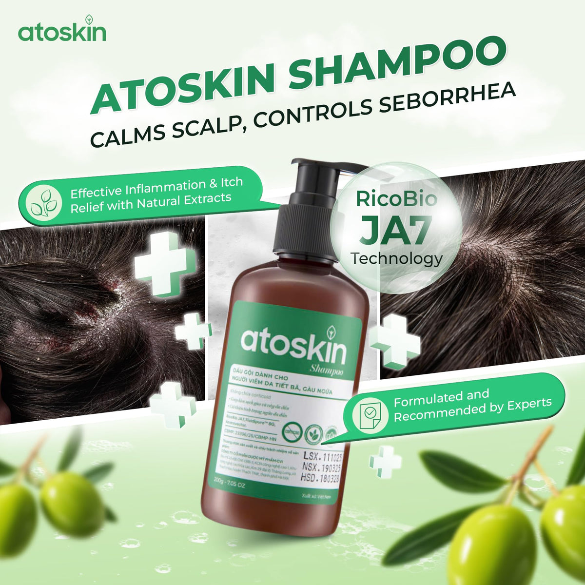 dr.atoskin creamy shampoo texture demonstrating gentle cleanse