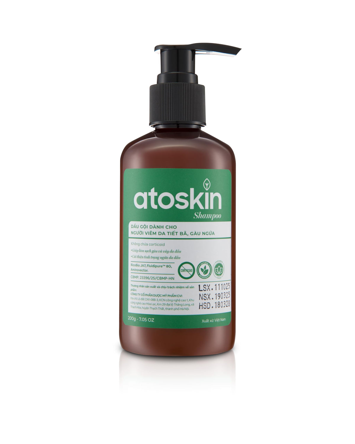 dr.atoskin front packaging showing bottle and calming benefits