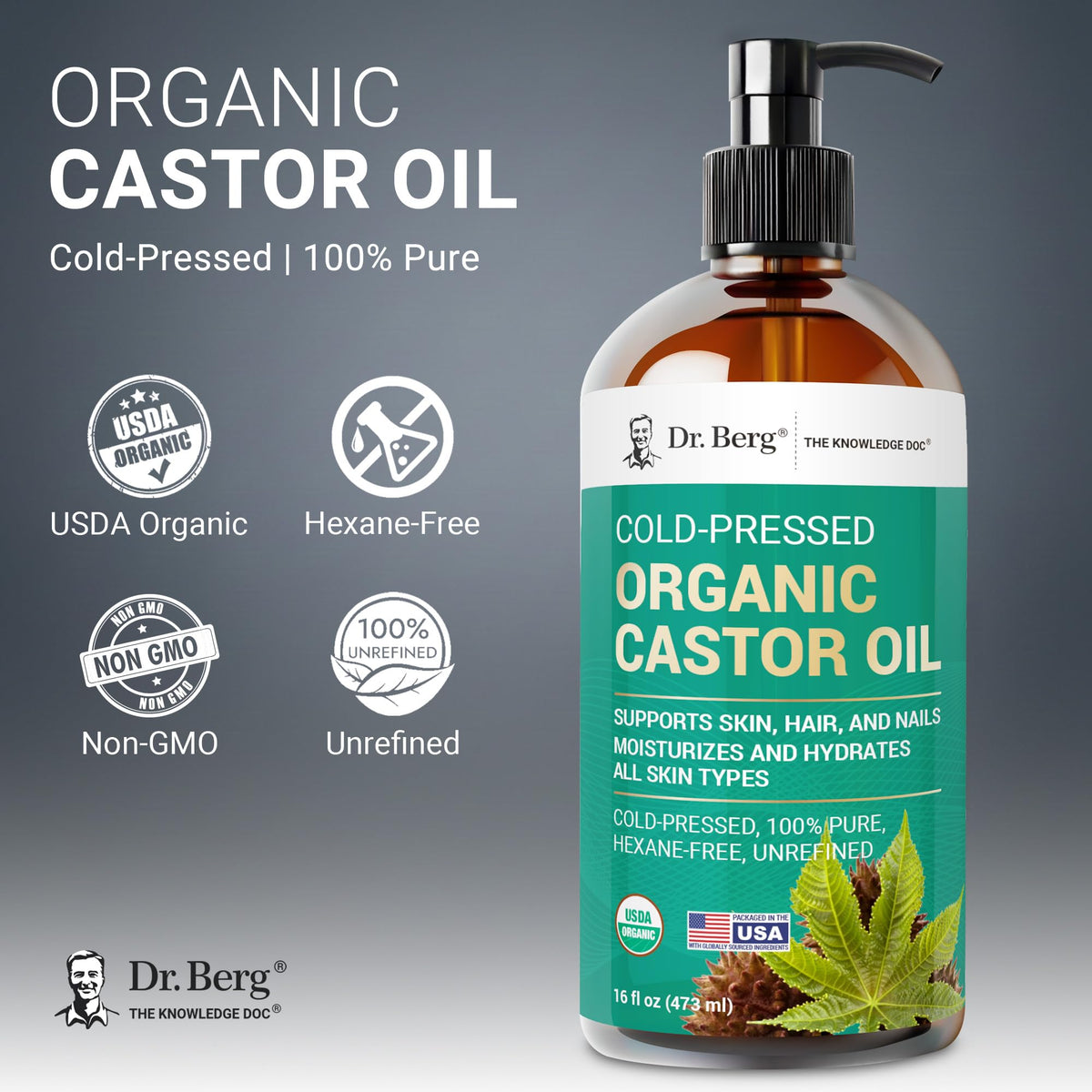 Dr. Berg dark glass detail protecting oil freshness and quality