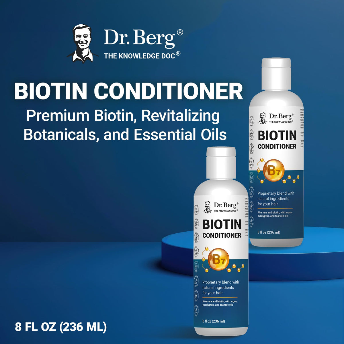 Dr. Berg bottle with argan oil drop highlighting moisture boost