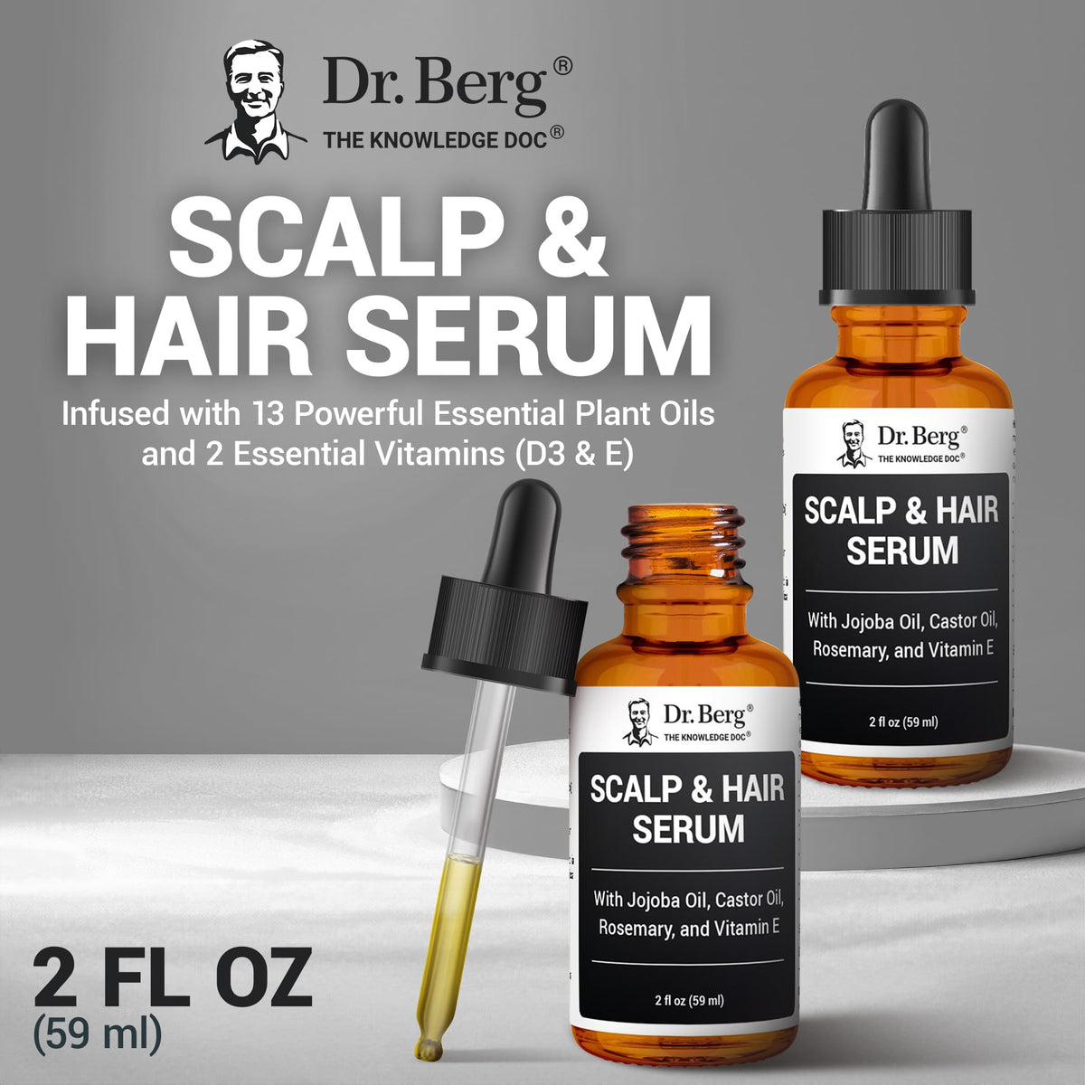 Applying Dr. Berg serum to scalp with fingertips to show targeted nourishment benefit