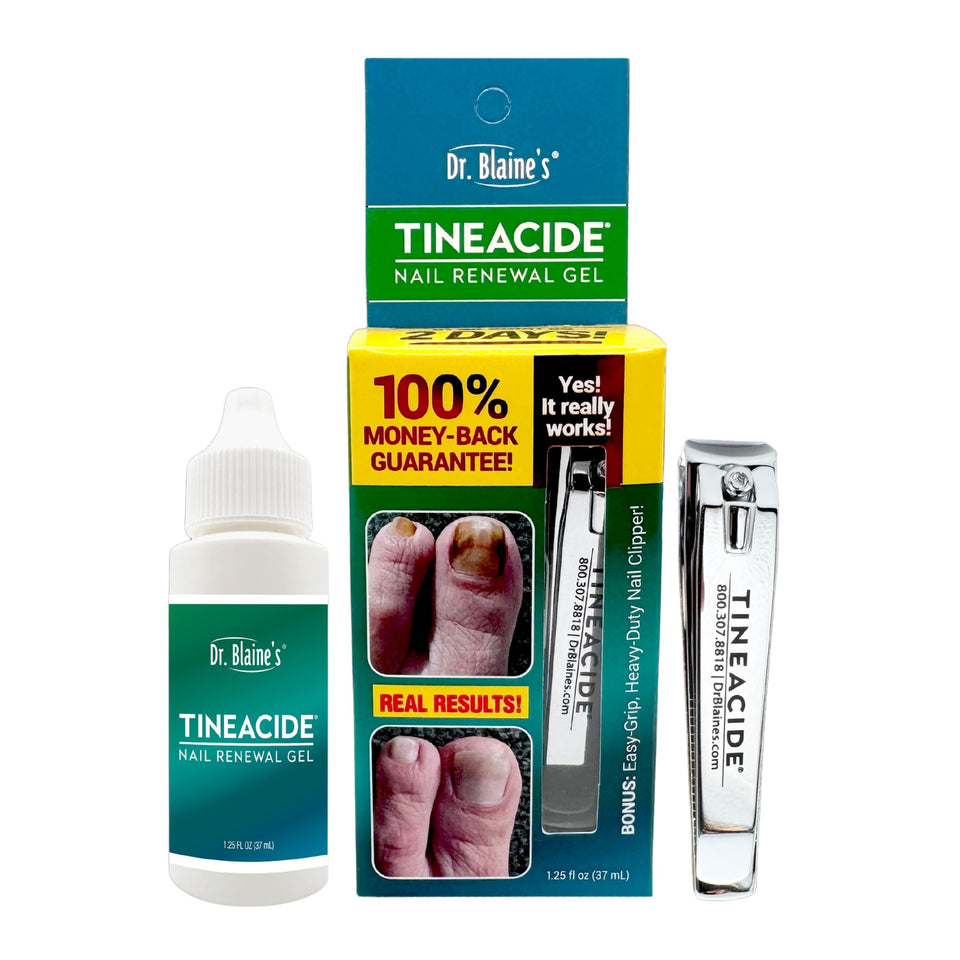 Dr. Blaine's front packaging showing product and clippers for clear identification and trust