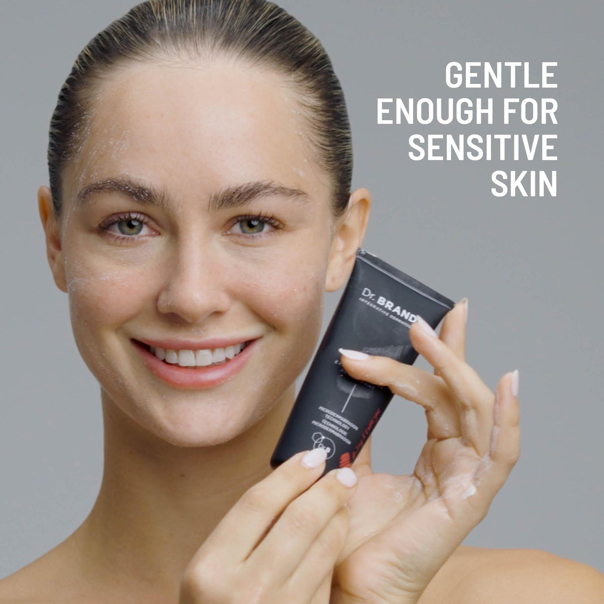 Dr. Brandt on bathroom counter lifestyle shot inspiring daily skincare routine