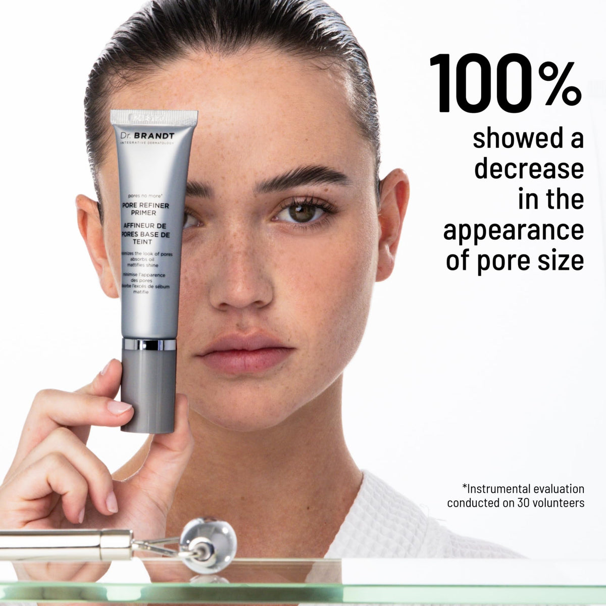 Dr. Brandt application on hand demonstrating easy blending and smooth finish