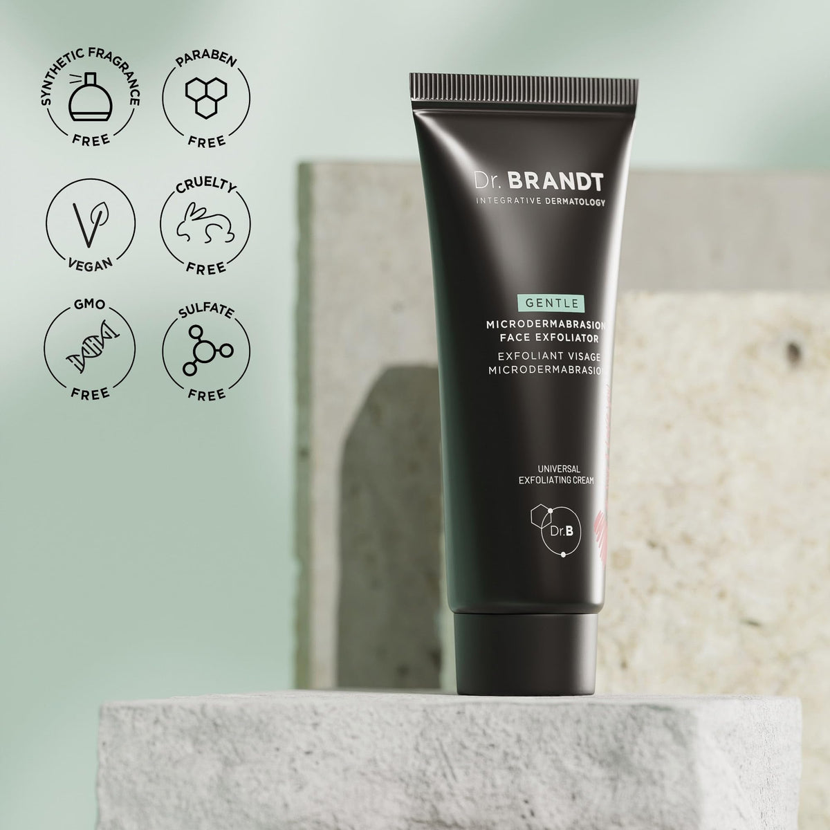 Dr. Brandt cream dispensed on cotton pad showing pick-up and even spread