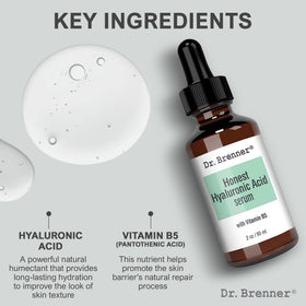 Dr. Brenner dropper dispensing clear serum, highlighting precise application
