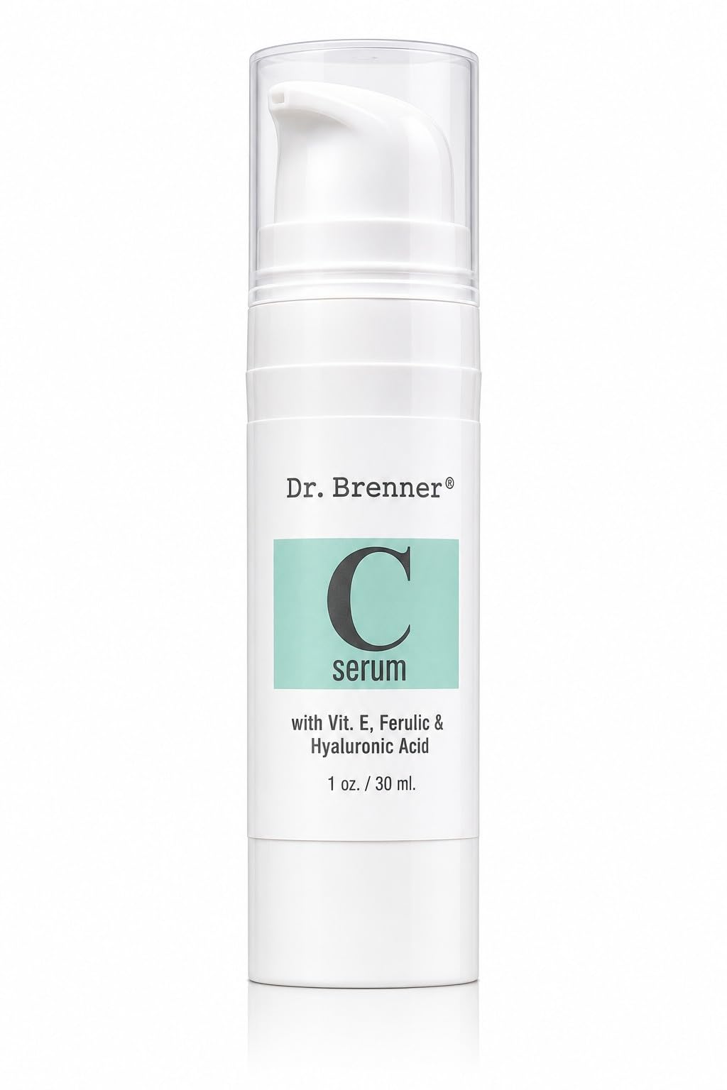 Dr. Brenner front bottle view showing clean vitamin C serum packaging and product benefit