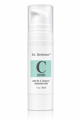 Dr. Brenner front bottle view showing clean vitamin C serum packaging and product benefit