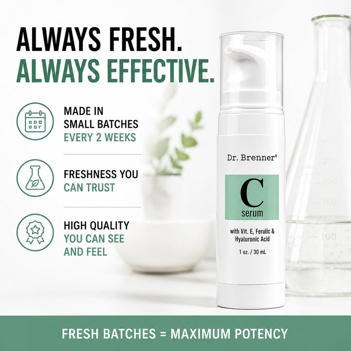 Dr. Brenner ingredient visual showing vitamin C and hyaluronic elements for antioxidant benefit