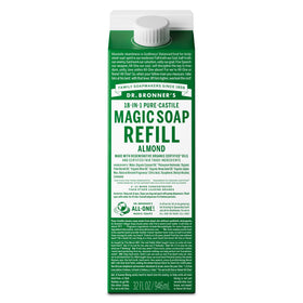 Dr. Bronner's almond 32oz carton front showing label and benefits