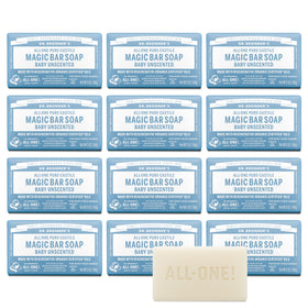 Dr. Bronner's front packaging showing unscented bar and benefits