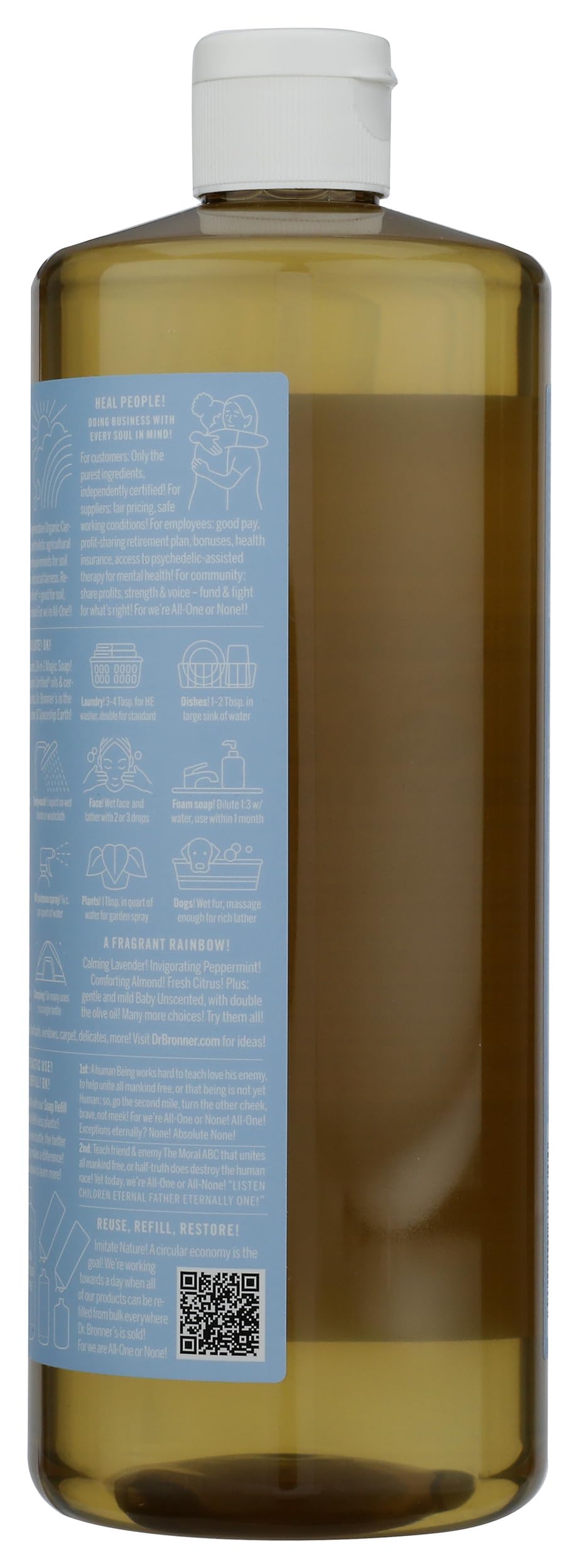 Dr. Bronner's pouring soap to show texture and controlled dispensing