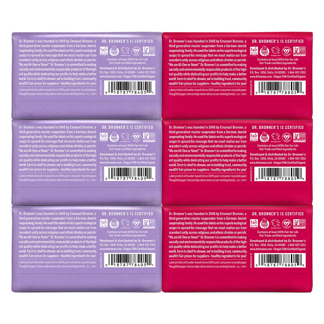 Dr. Bronner's Rose bar close-up texture highlighting moisturizing lather