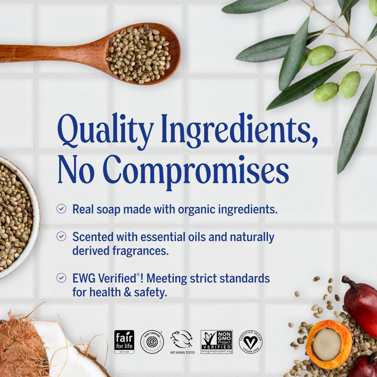 Dr. Bronner's ingredients label highlighting regenerative organic oils benefit