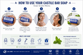 Dr. Bronner's bar next to ruler showing 5-ounce scale for travel and longevity
