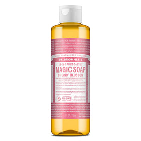 Dr. Bronner's front label showing cherry blossom scent and key benefits