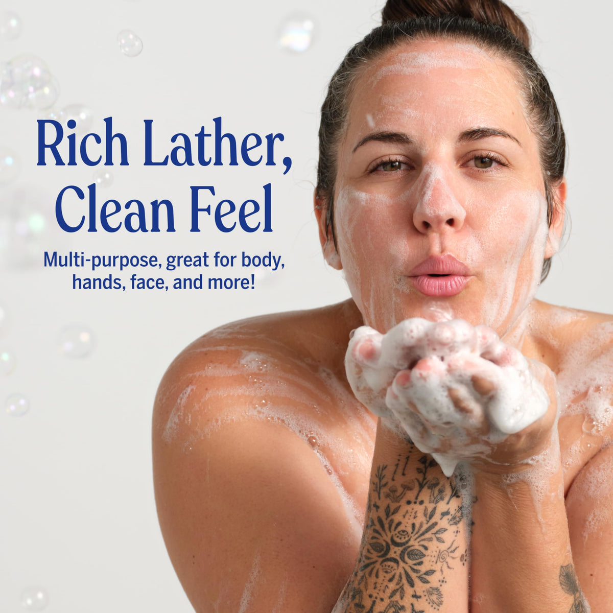 Dr. Bronner's soap lather on kitchen sponge showcasing effective grease cleaning