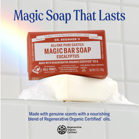 Dr. Bronner's eucalyptus bar close-up texture displaying creamy lather potential