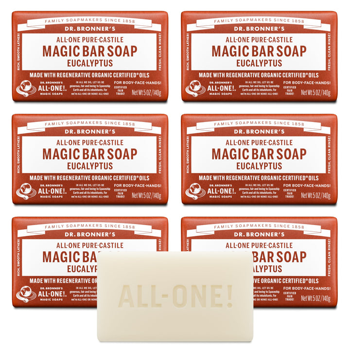 Dr. Bronner's eucalyptus bar front packaging showing branding and scent
